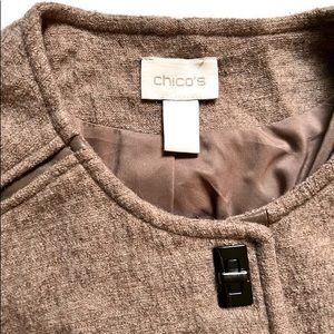 Chico’s Woman’s Lightweight Wool Coat Light Brown Size 3 ( XL)